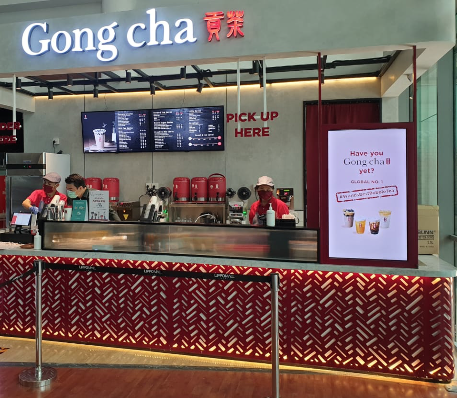Gong Cha shop front in lippo mall puri st. moritz